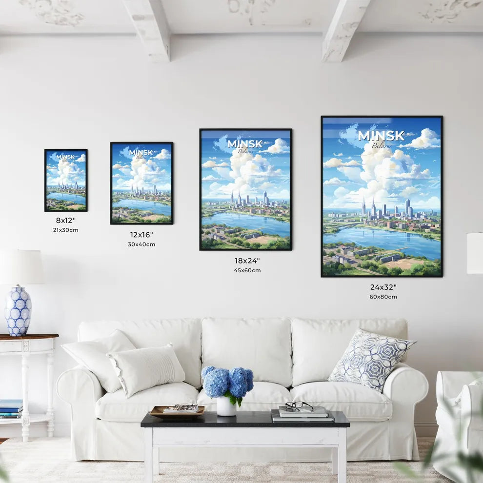 Minsk Belarus Skyline - A Cityscape With A River And A Cloudy Sky - Customizable Travel Gift Default Title
