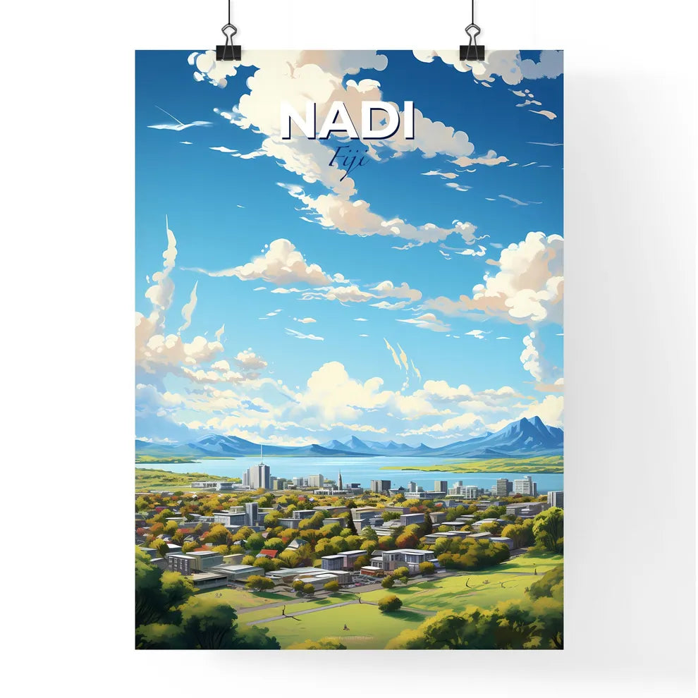 Nadi Fiji Skyline - A City With Trees And Mountains In The Background - Customizable Travel Gift Default Title