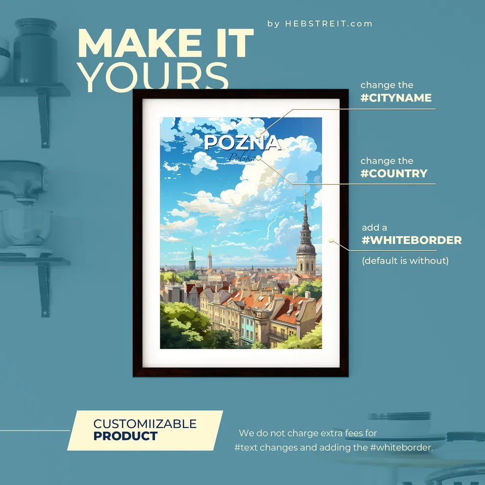 Pozna Polska Skyline - A City With A Tower And Many Buildings - Customizable Travel Gift Default Title