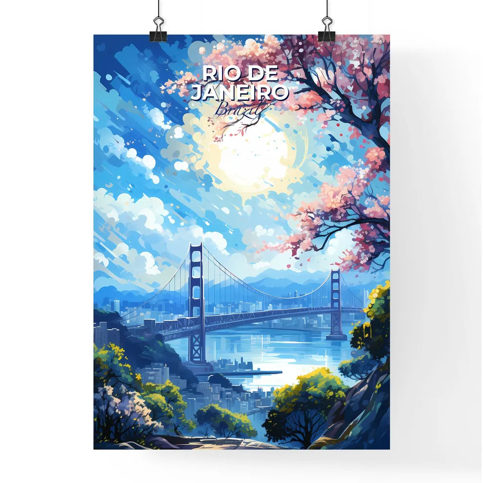 Rio de Janeiro Brazil Skyline - A Painting Of A Bridge Over Water - Customizable Travel Gift Default Title