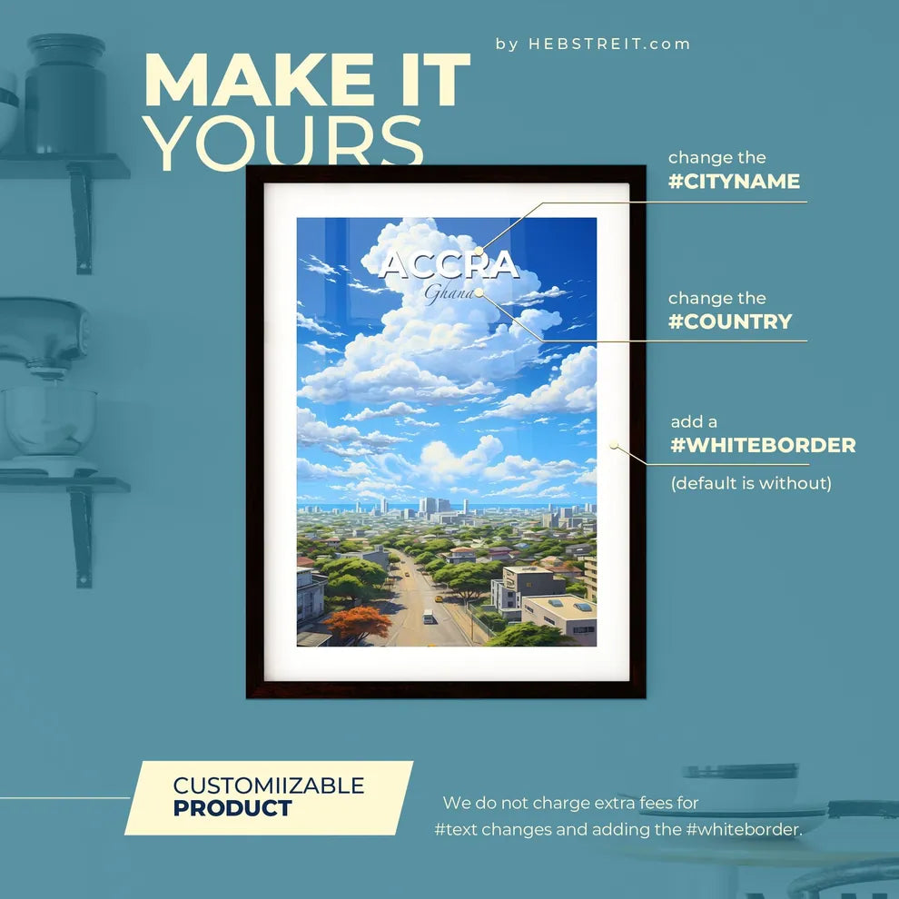 Accra Ghana Skyline - A City With Trees And Buildings - Customizable Travel Gift Default Title