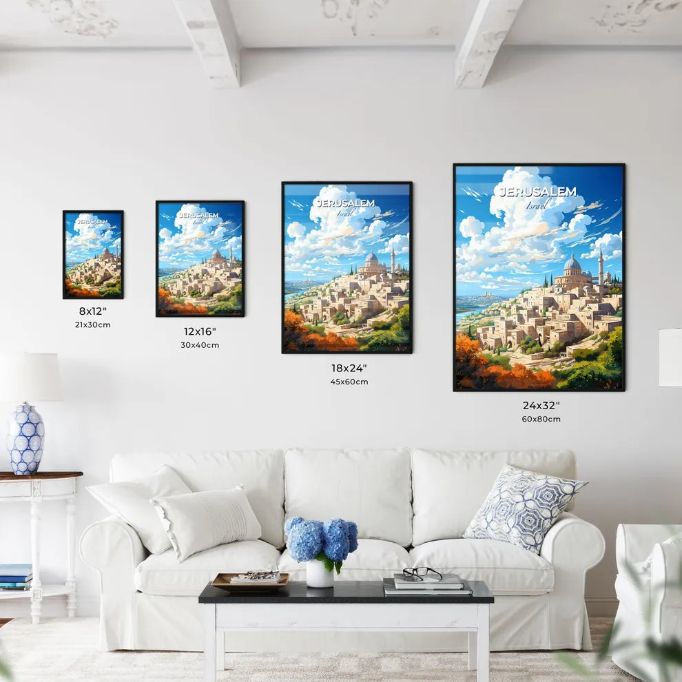 Jerusalem Israel Skyline - A City With A Dome And A Building On A Hill - Customizable Travel Gift Default Title