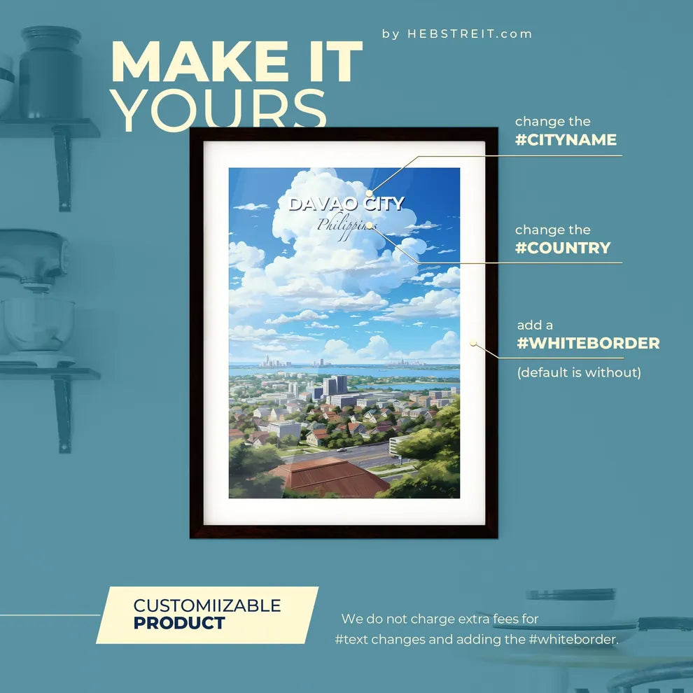 Davao City Philippines Skyline - A Cityscape With A Road And Buildings - Customizable Travel Gift Default Title