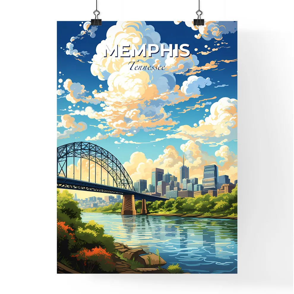 Memphis Tennessee Skyline - A Bridge Over A River With A City In The Background - Customizable Travel Gift Default Title