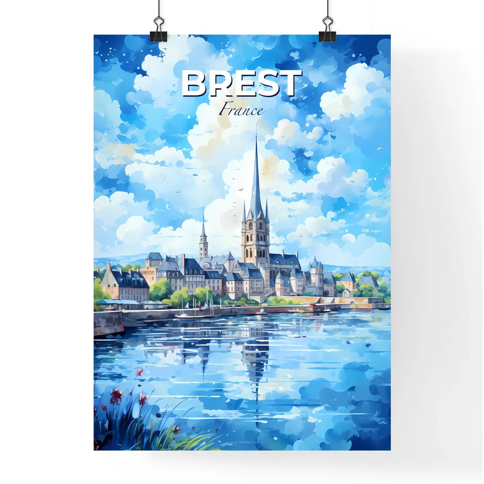 Brest France Skyline - A Watercolor Painting Of A Castle And A Lake - Customizable Travel Gift Default Title
