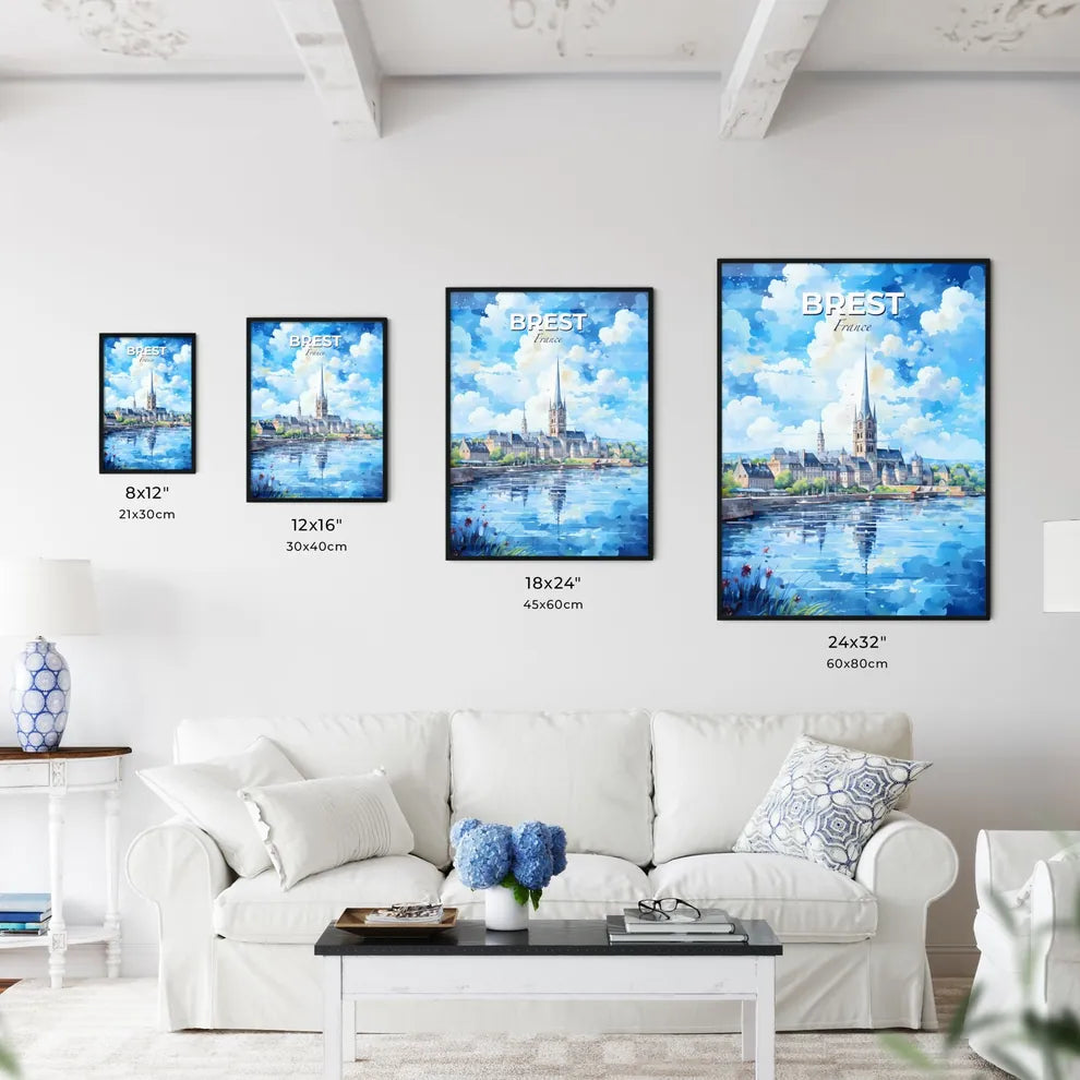 Brest France Skyline - A Watercolor Painting Of A Castle And A Lake - Customizable Travel Gift Default Title