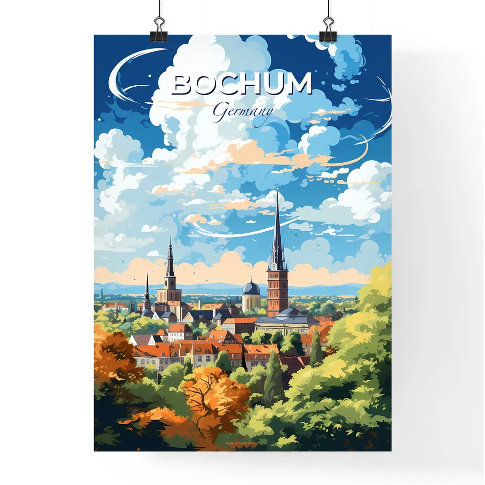 Bochum Germany Skyline - A City With Trees And Buildings - Customizable Travel Gift Default Title