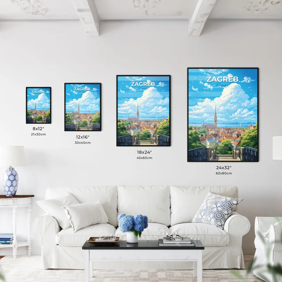 Zagreb Croatia Skyline - A City With A Tall Tower And Trees - Customizable Travel Gift Default Title