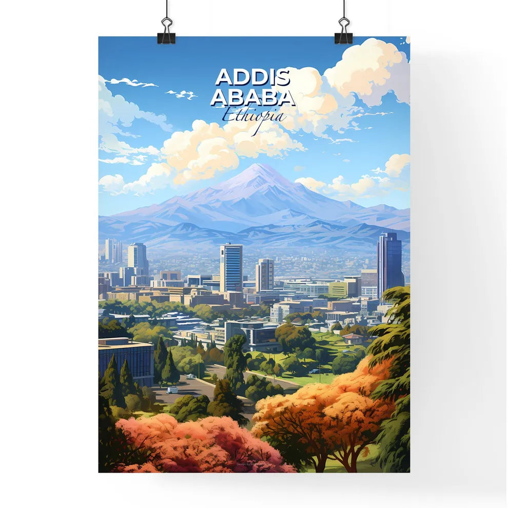 Addis Ababa Ethiopia Skyline - A City With Trees And Mountains In The Background - Customizable Travel Gift Default Title