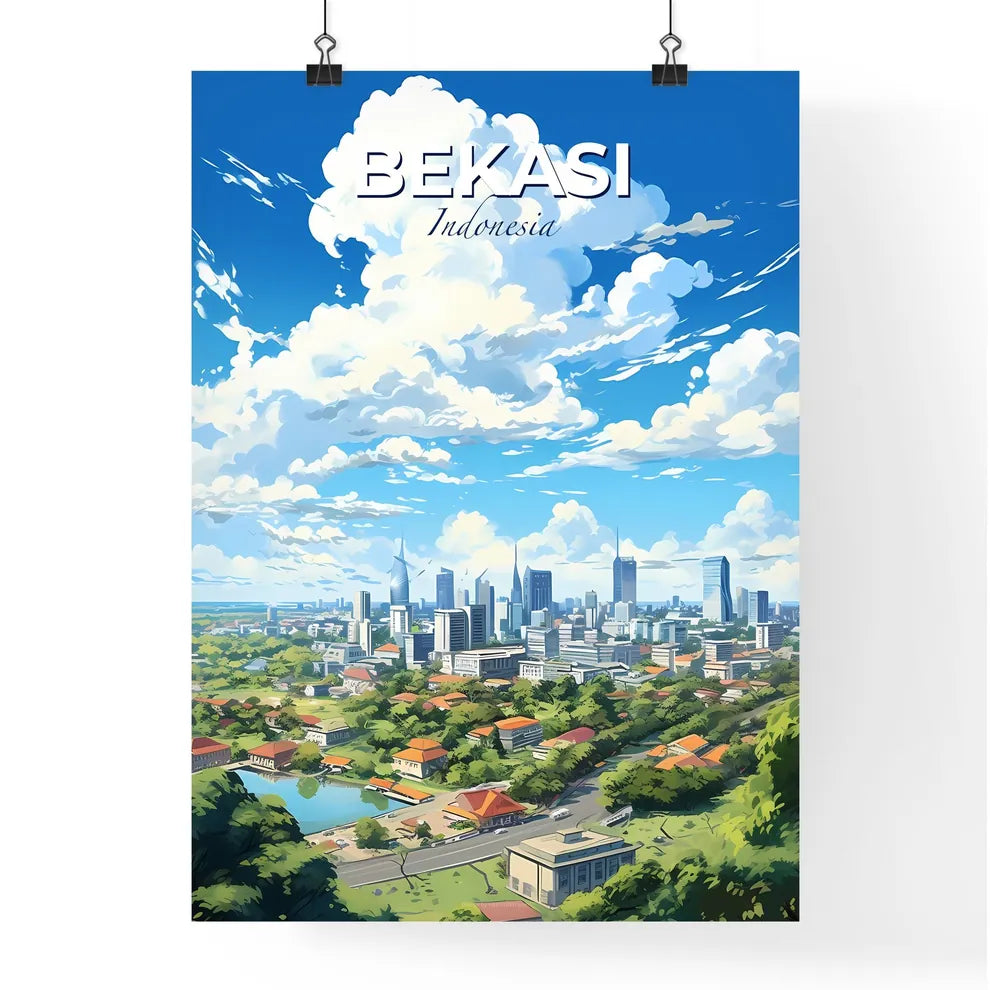 Bekasi Indonesia Skyline - A City With Trees And Buildings - Customizable Travel Gift Default Title