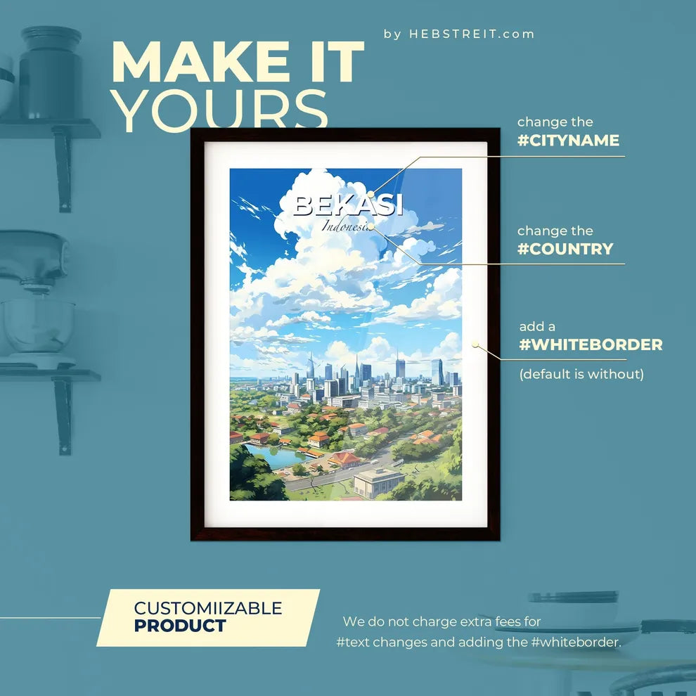 Bekasi Indonesia Skyline - A City With Trees And Buildings - Customizable Travel Gift Default Title