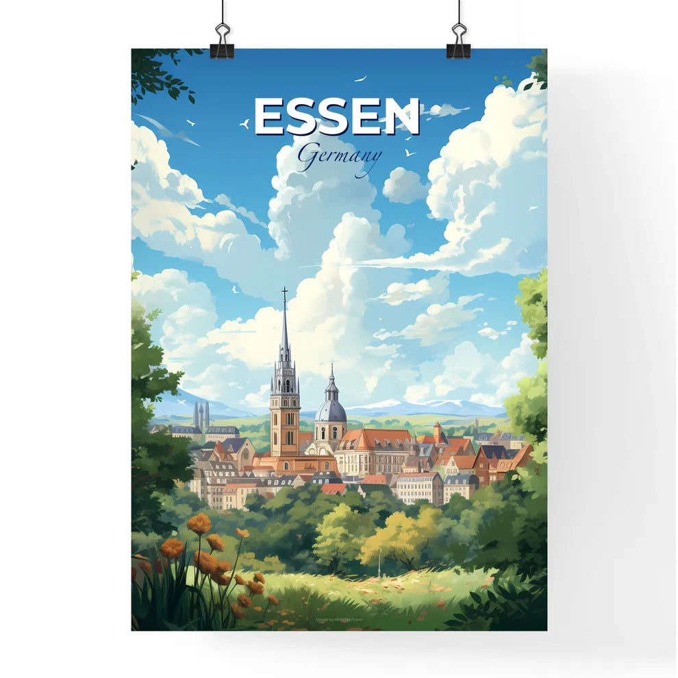 Essen Germany Skyline - A City With A Tower And Trees - Customizable Travel Gift Default Title