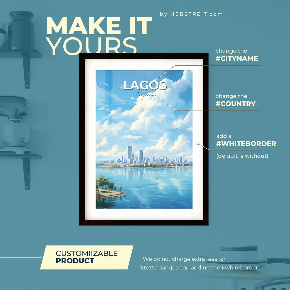 Lagos Nigeria Skyline - A City By The Water - Customizable Travel Gift Default Title