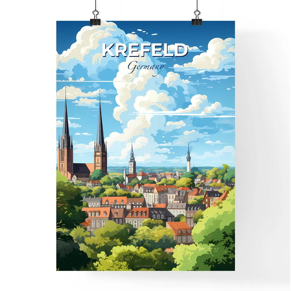 Krefeld Germany Skyline - A City With Towers And Trees - Customizable Travel Gift Default Title