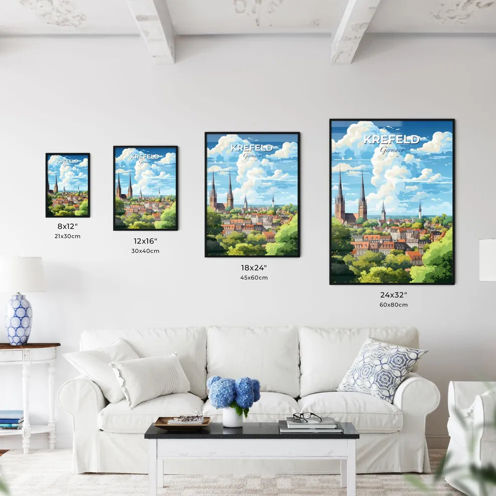 Krefeld Germany Skyline - A City With Towers And Trees - Customizable Travel Gift Default Title