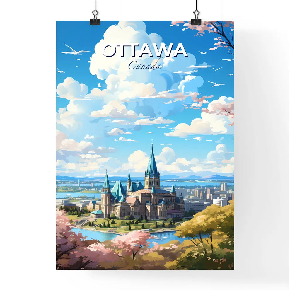 Ottawa Canada Skyline - A Castle With A River And Trees In The Background - Customizable Travel Gift Default Title