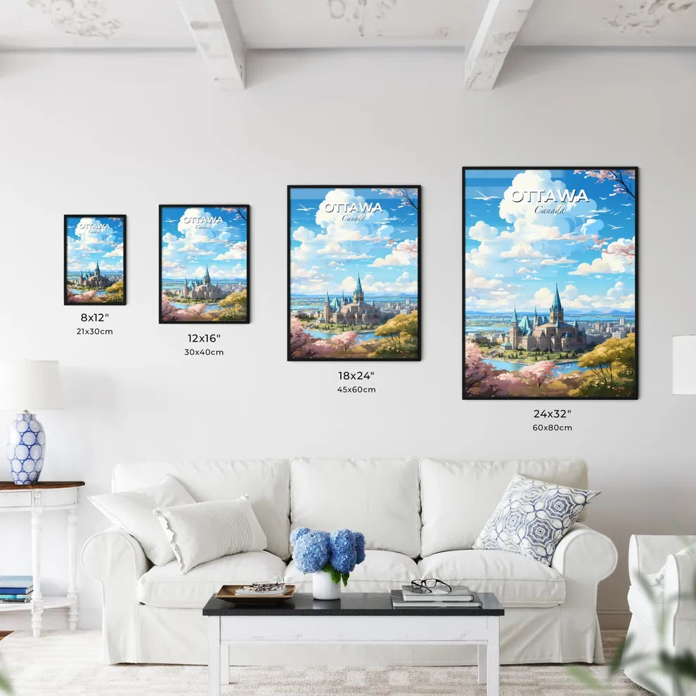 Ottawa Canada Skyline - A Castle With A River And Trees In The Background - Customizable Travel Gift Default Title
