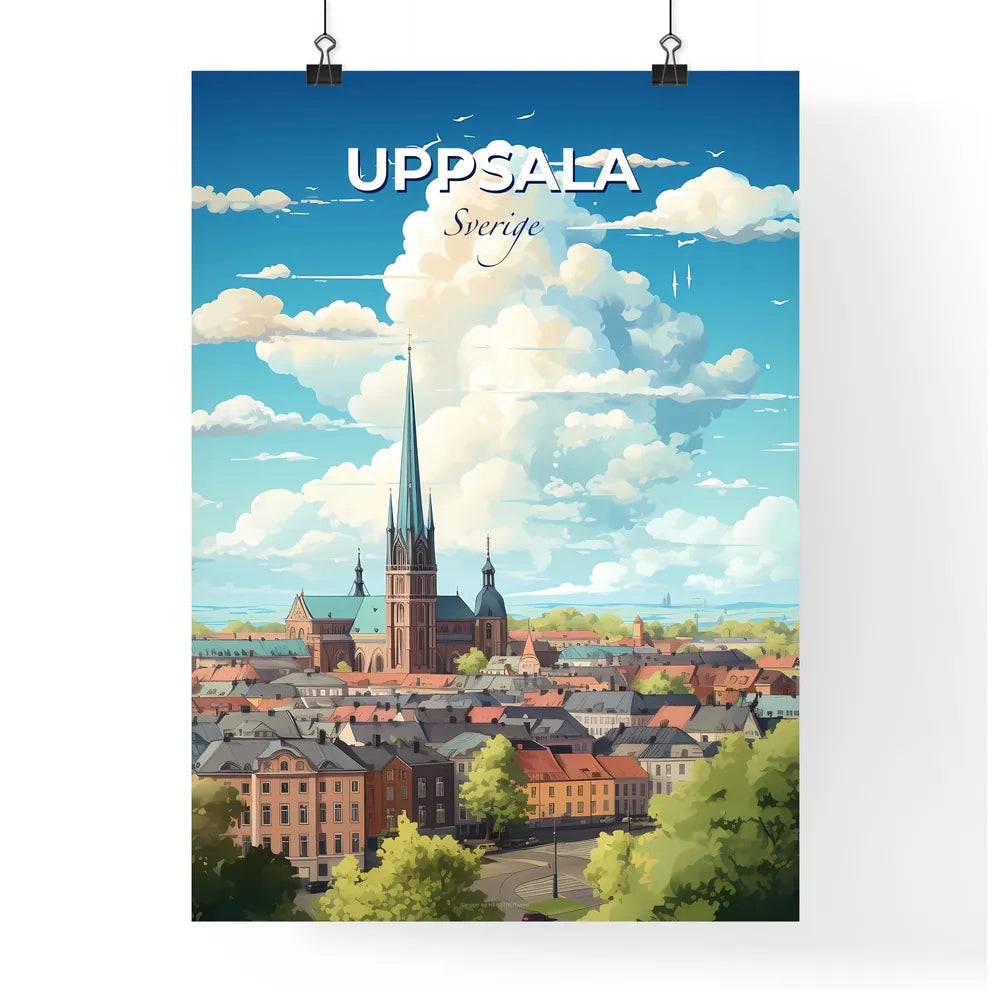 Uppsala Sverige Skyline - A City With A Tall Spire And A Church - Customizable Travel Gift Default Title