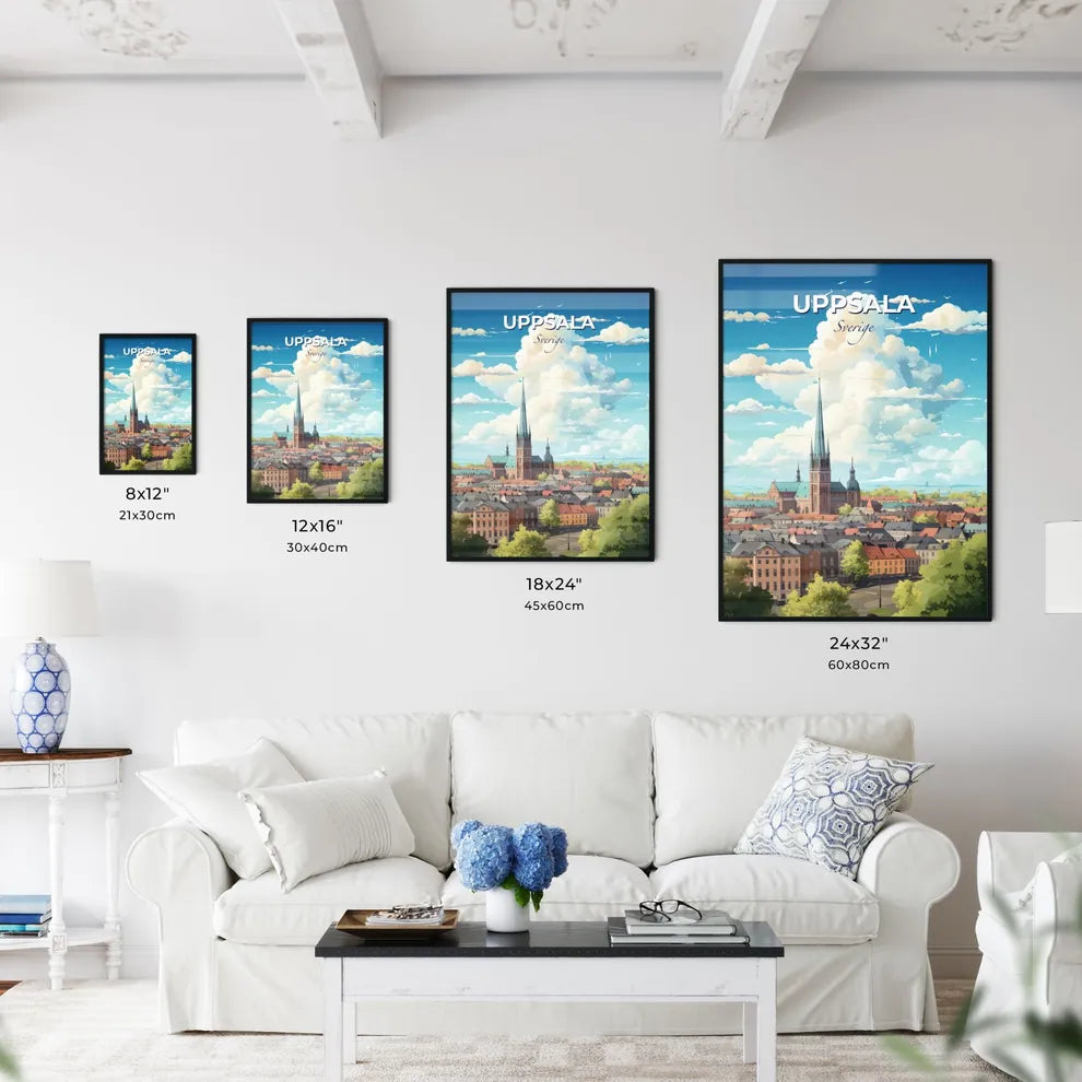 Uppsala Sverige Skyline - A City With A Tall Spire And A Church - Customizable Travel Gift Default Title
