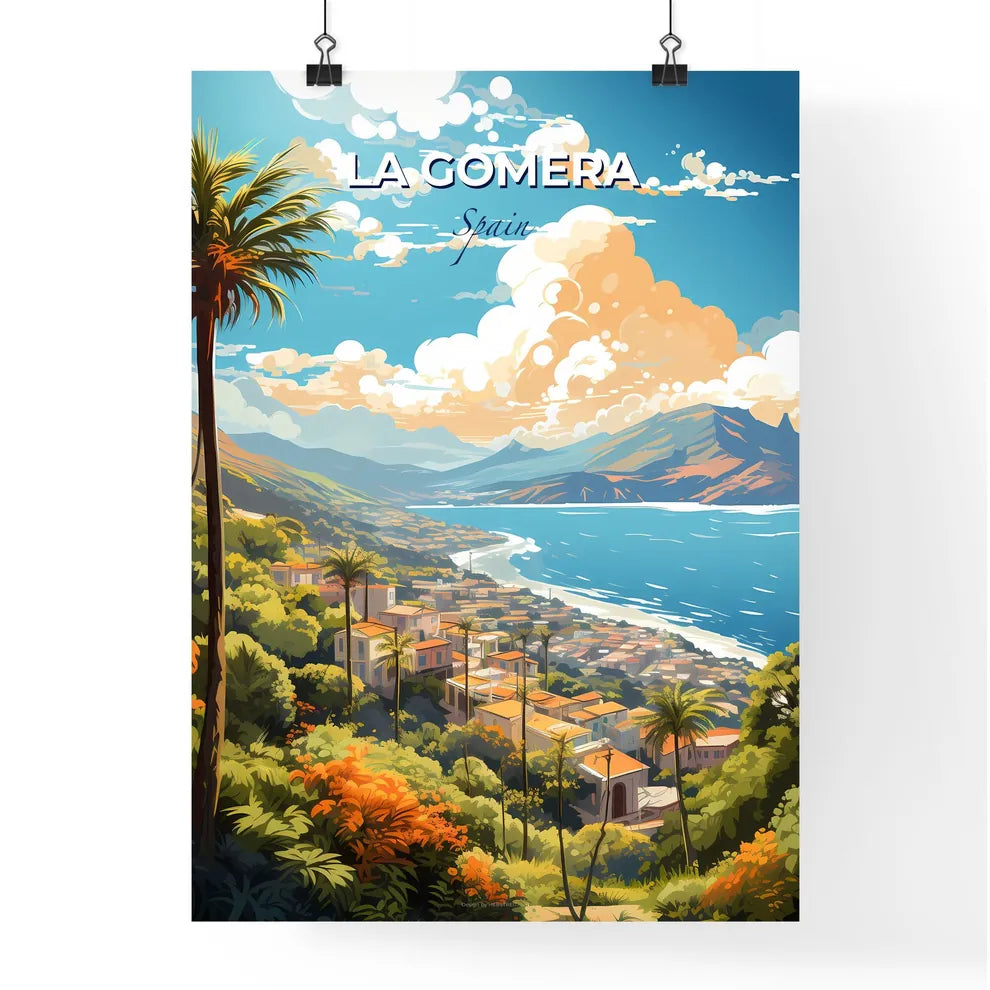 La Gomera Spain Skyline - A Landscape Of A Town By The Water - Customizable Travel Gift Default Title