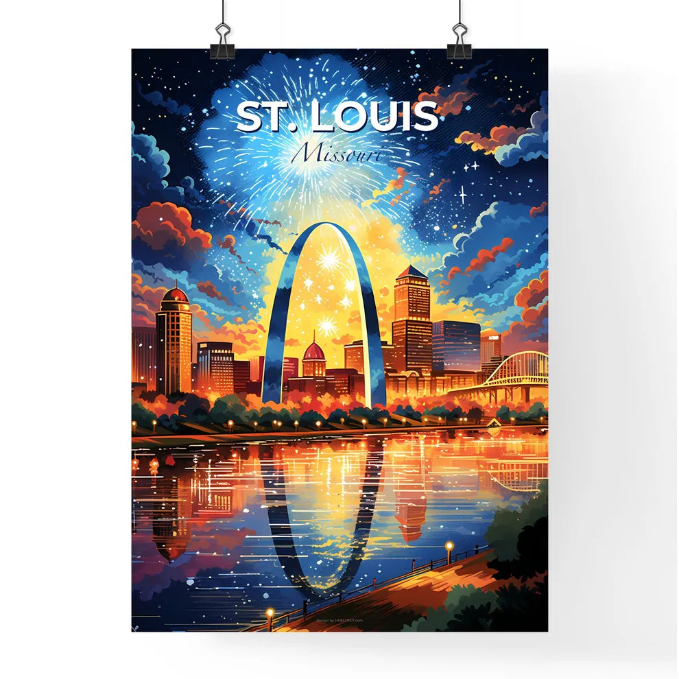 St Louis Missouri Skyline - A Fireworks Over A City - Customizable Travel Gift Default Title
