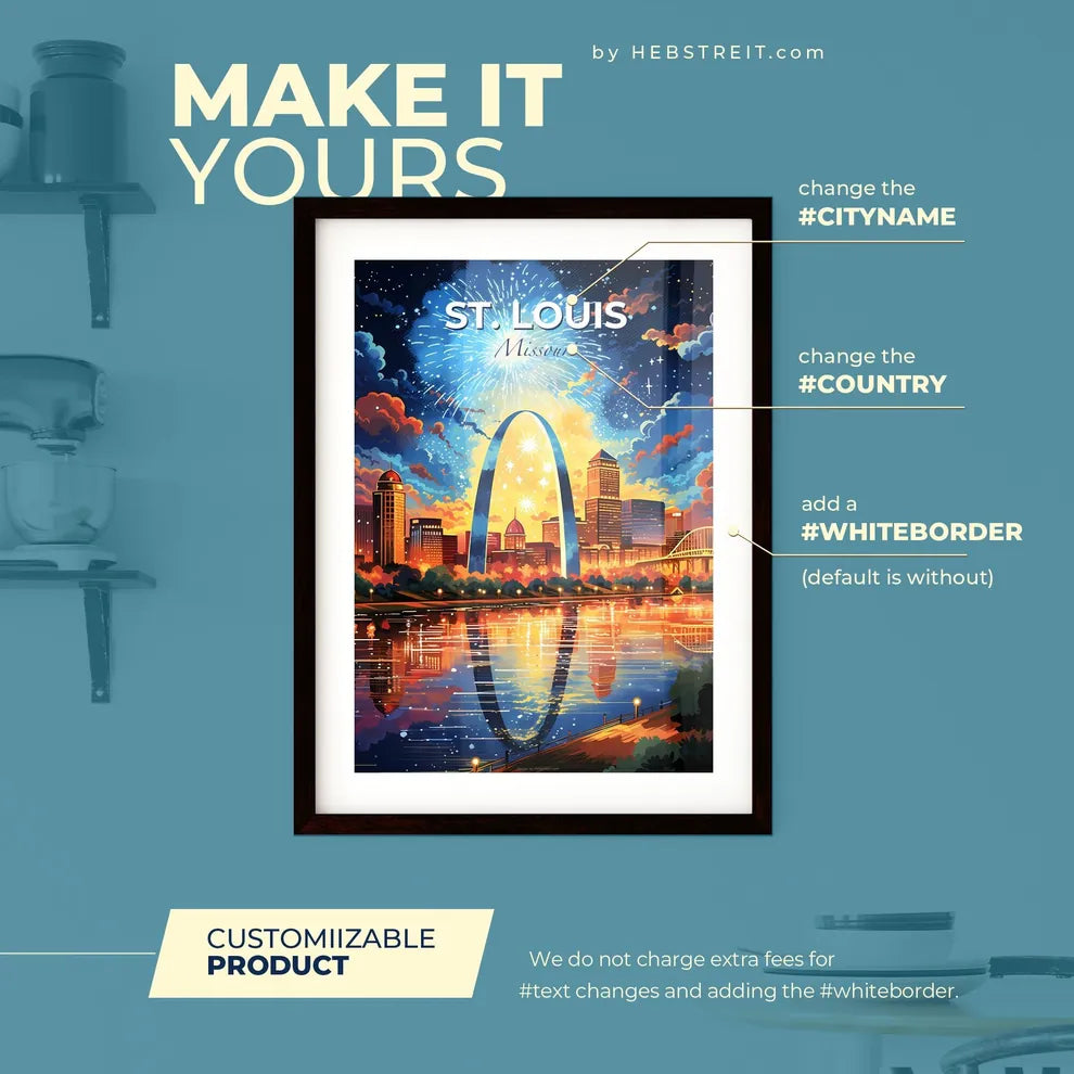 St Louis Missouri Skyline - A Fireworks Over A City - Customizable Travel Gift Default Title