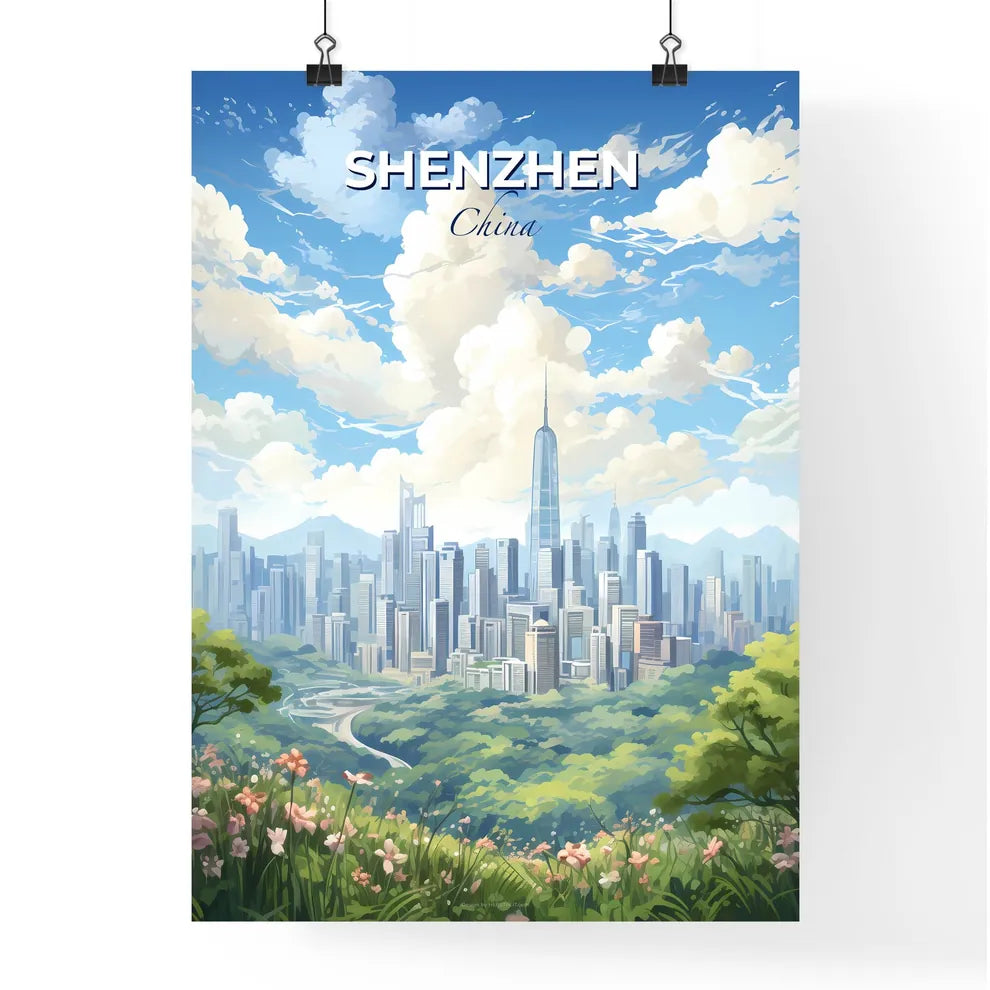 Shenzhen China Skyline - A City Landscape With Trees And Flowers - Customizable Travel Gift Default Title