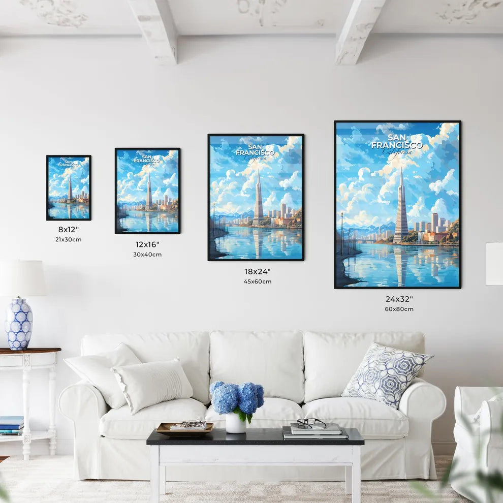 San Francisco Skyline - A City With A Tall Tower And A Body Of Water - Customizable Travel Gift Default Title