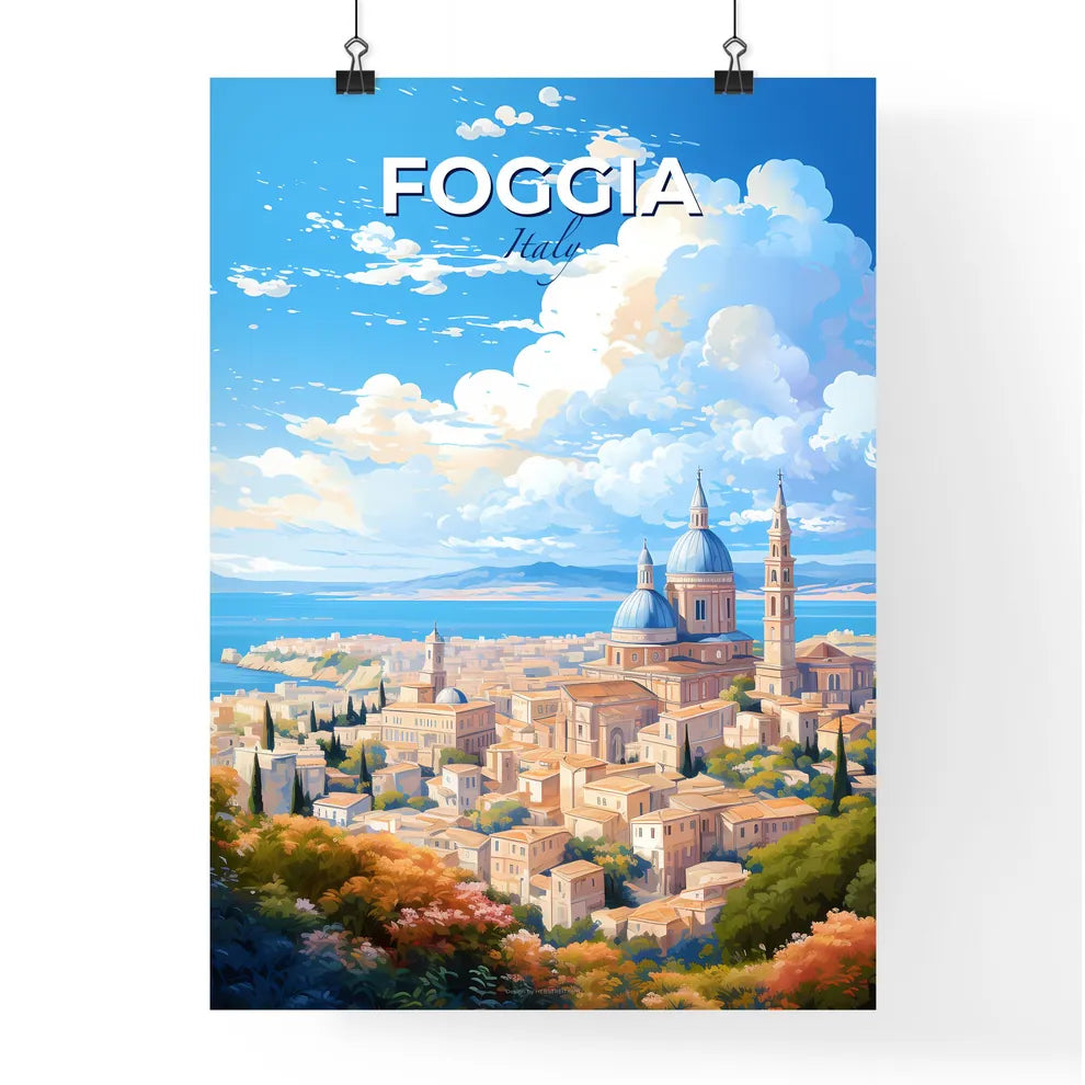 Foggia Italy Skyline - A City With A Blue Dome And Towers - Customizable Travel Gift Default Title