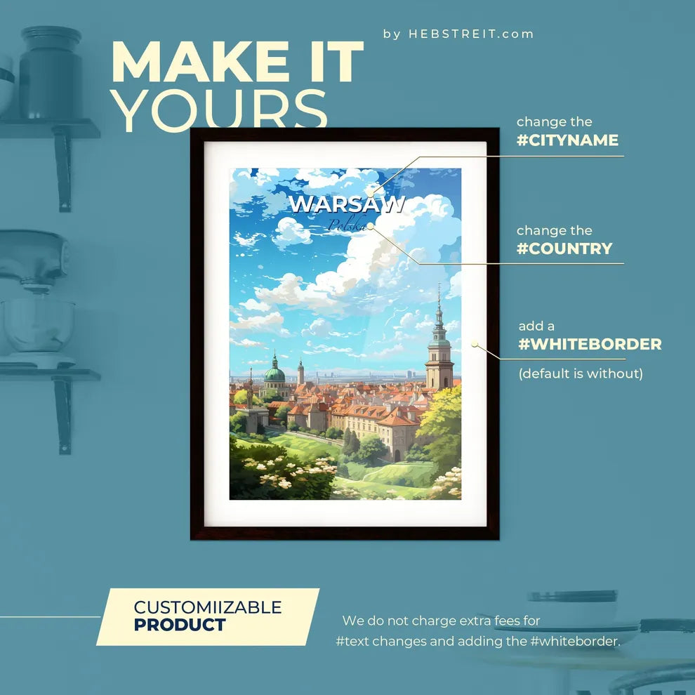 Warsaw Polska Skyline - A City With Many Buildings And Trees - Customizable Travel Gift Default Title