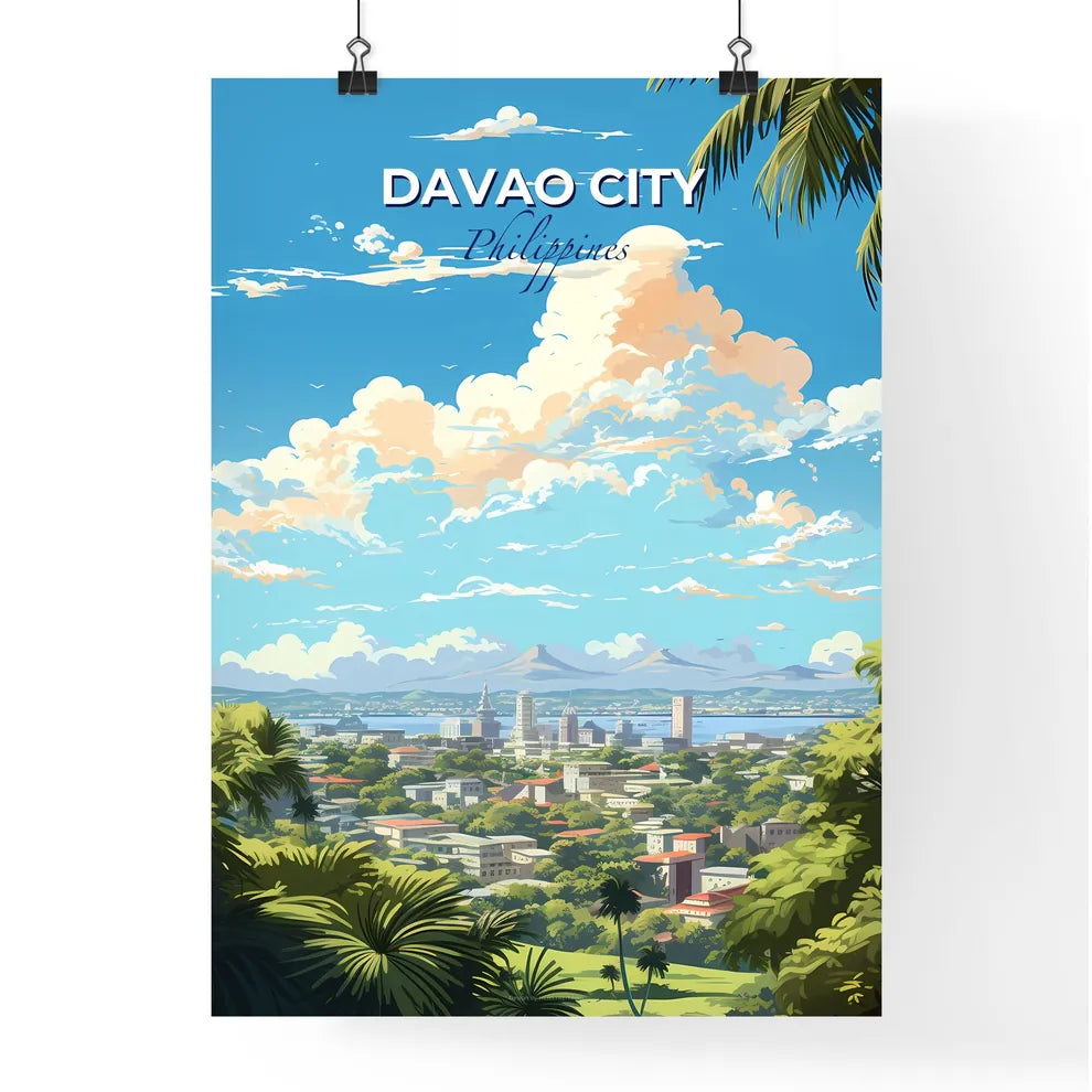 Davao City Philippines Skyline - A Landscape Of A City With Trees And A Mountain In The Background - Customizable Travel Gift Default Title