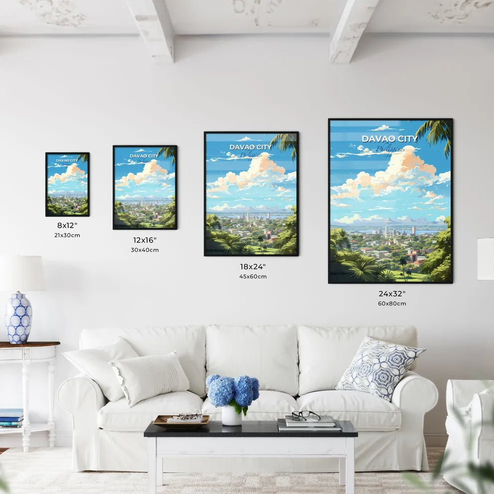 Davao City Philippines Skyline - A Landscape Of A City With Trees And A Mountain In The Background - Customizable Travel Gift Default Title