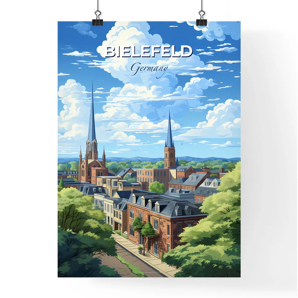 Bielefeld Germany Skyline - A City With A Steeple And Trees - Customizable Travel Gift Default Title