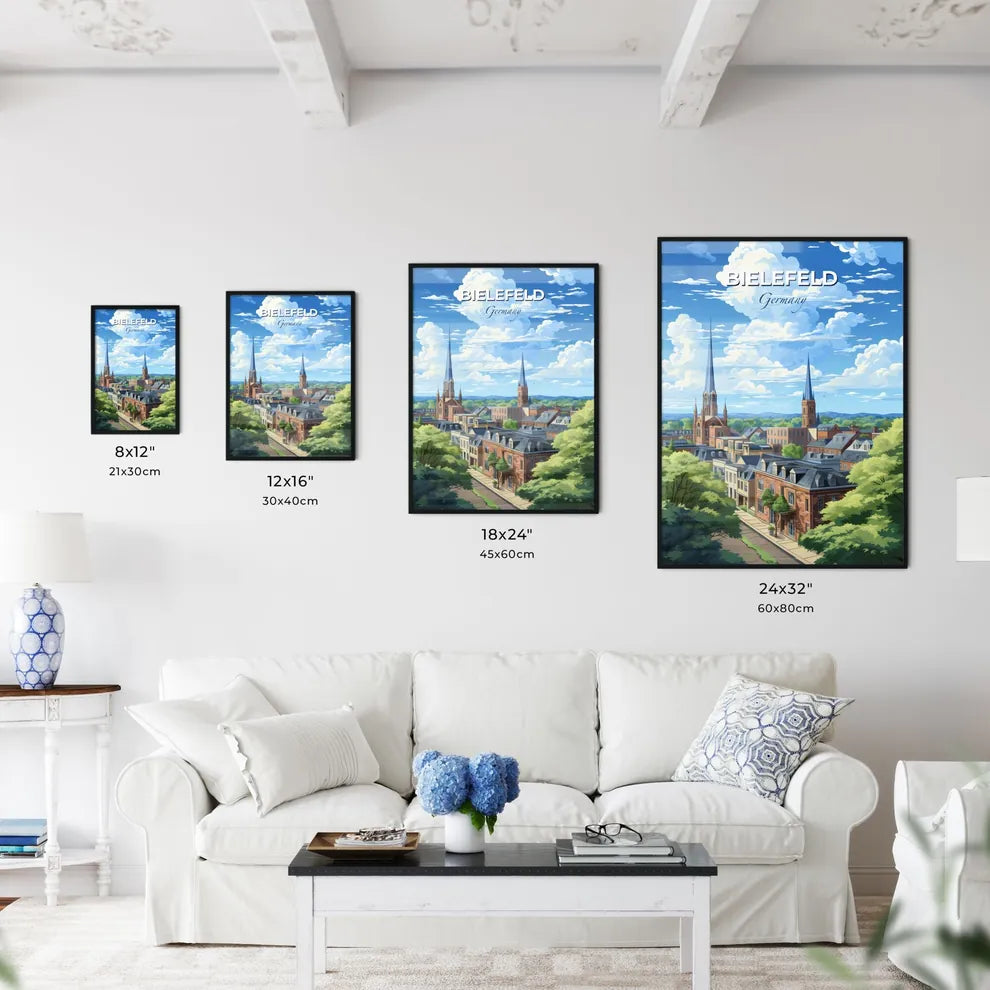 Bielefeld Germany Skyline - A City With A Steeple And Trees - Customizable Travel Gift Default Title