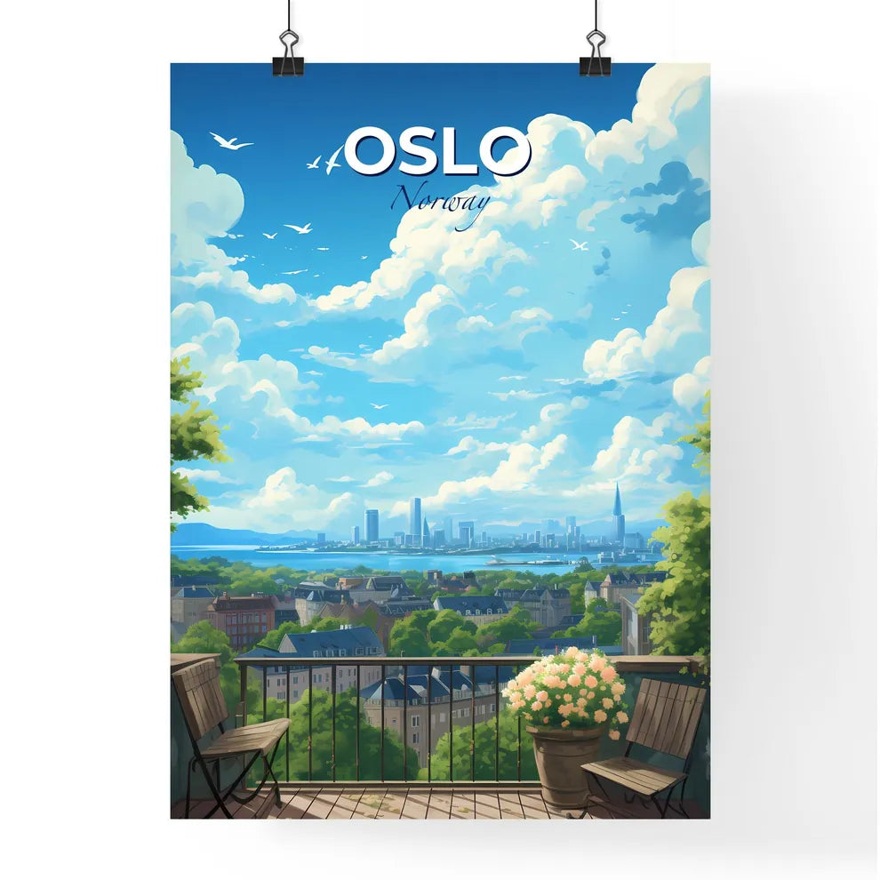 Oslo Norway Skyline - A View Of A City From A Balcony - Customizable Travel Gift Default Title