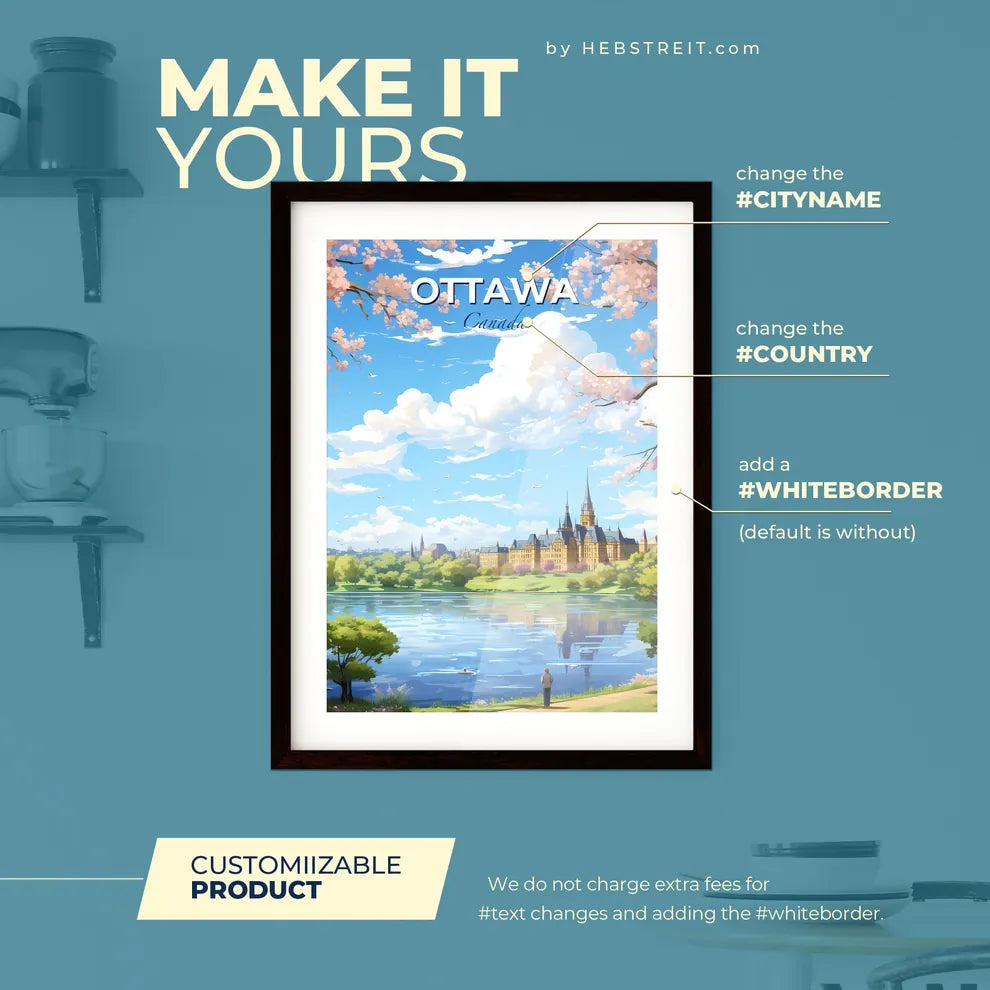 Ottawa Canada Skyline - A Castle By A Lake - Customizable Travel Gift Default Title