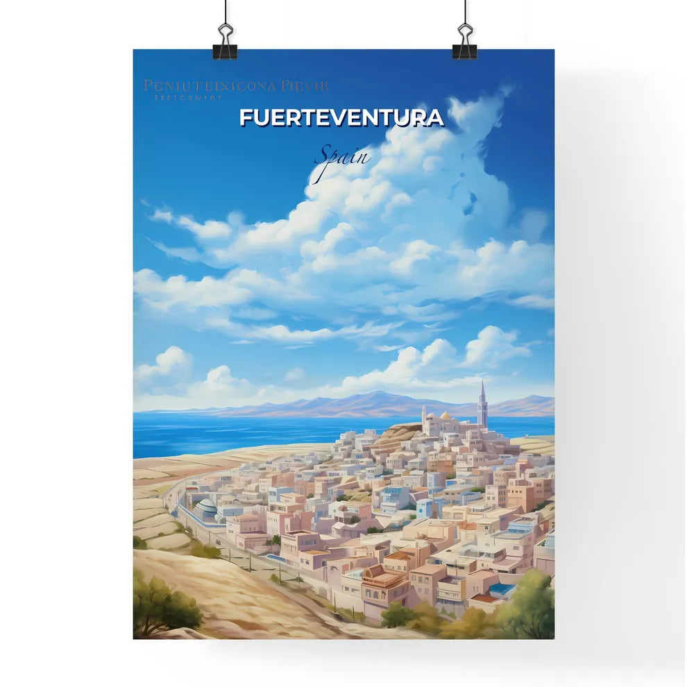 Fuerteventura Spain Skyline - A City On A Hill By The Water - Customizable Travel Gift Default Title