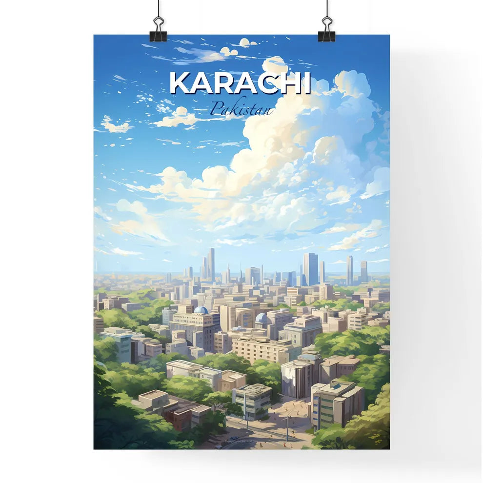 Karachi Pakistan Skyline - A City With Many Buildings And Trees - Customizable Travel Gift Default Title