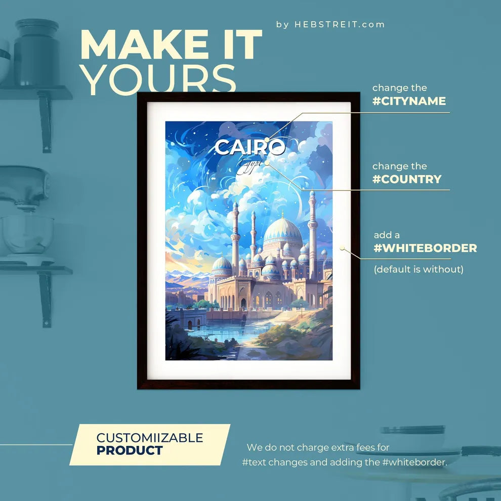 Cairo Egypt Skyline - A Large Building With Domes And A Pond - Customizable Travel Gift Default Title