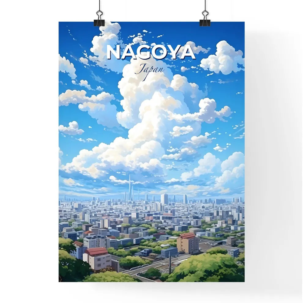 Nagoya Japan Skyline - A Large City With Many Buildings And A Blue Sky With Clouds - Customizable Travel Gift Default Title