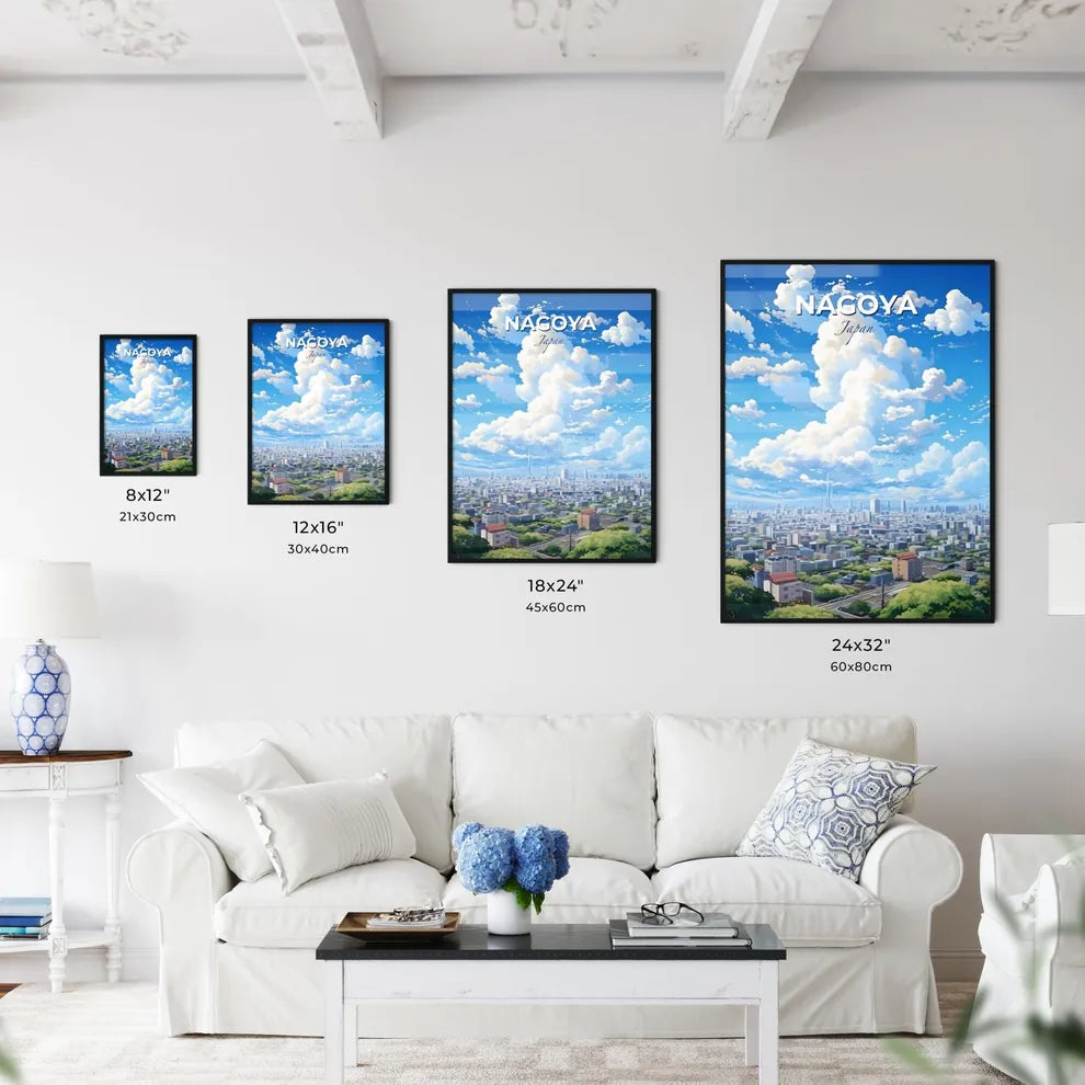 Nagoya Japan Skyline - A Large City With Many Buildings And A Blue Sky With Clouds - Customizable Travel Gift Default Title