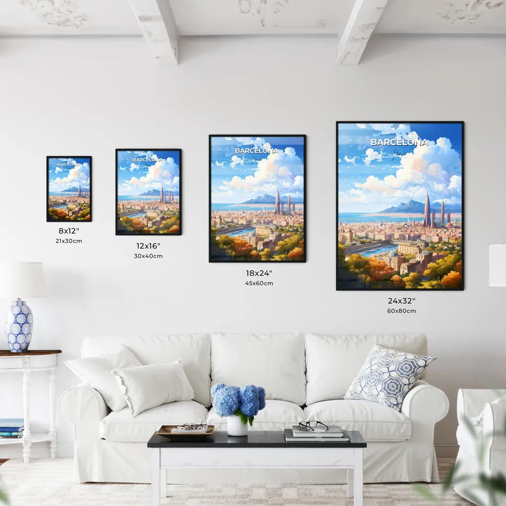 Barcelona Spain Skyline - A City With A River And Mountains In The Background - Customizable Travel Gift Default Title