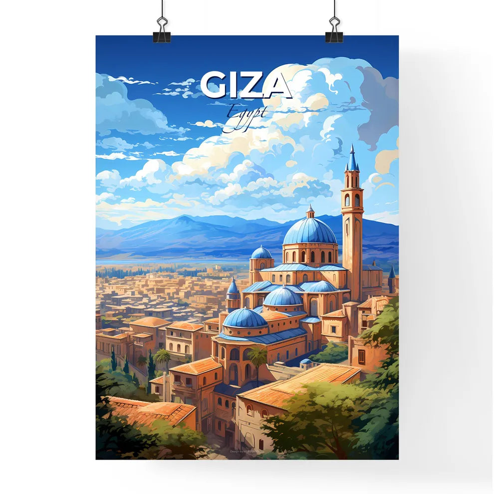 Giza Egypt Skyline - A City With A Blue Dome And Towers - Customizable Travel Gift Default Title