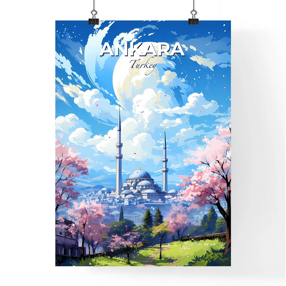 Ankara Turkey Skyline - A Building With Towers And Towers In Front Of A Blue Sky With Clouds - Customizable Travel Gift Default Title