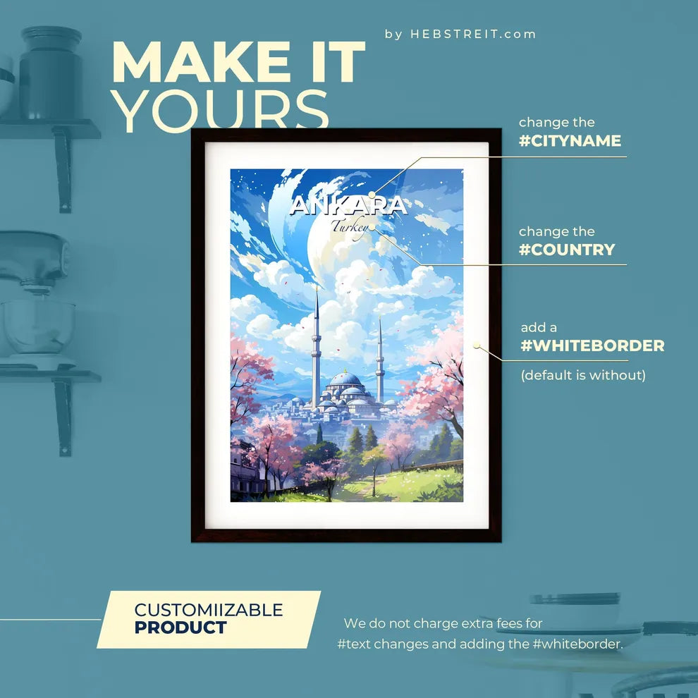 Ankara Turkey Skyline - A Building With Towers And Towers In Front Of A Blue Sky With Clouds - Customizable Travel Gift Default Title