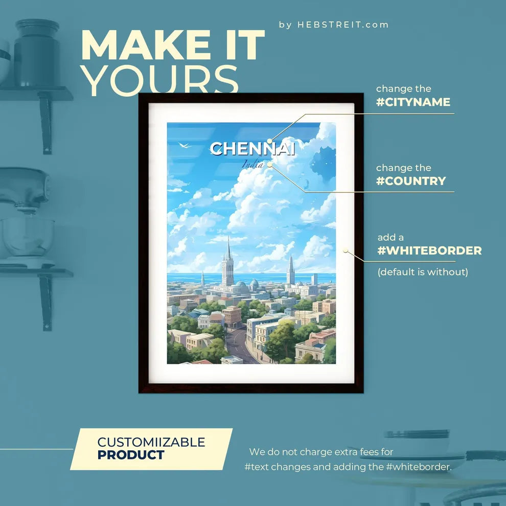 Chennai India Skyline - A City With Trees And Buildings - Customizable Travel Gift Default Title