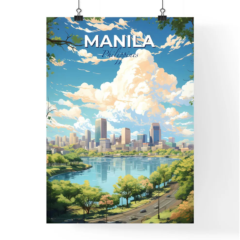 Manila Philippines Skyline - A Cityscape With A River And Trees - Customizable Travel Gift Default Title