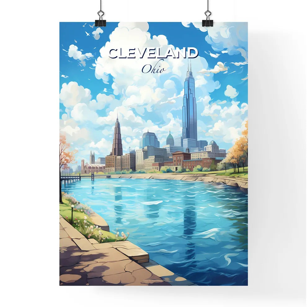 Cleveland Ohio Skyline - A River With A City In The Background - Customizable Travel Gift Default Title