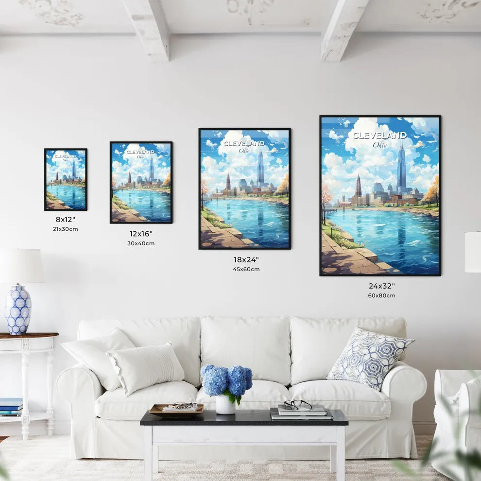 Cleveland Ohio Skyline - A River With A City In The Background - Customizable Travel Gift Default Title