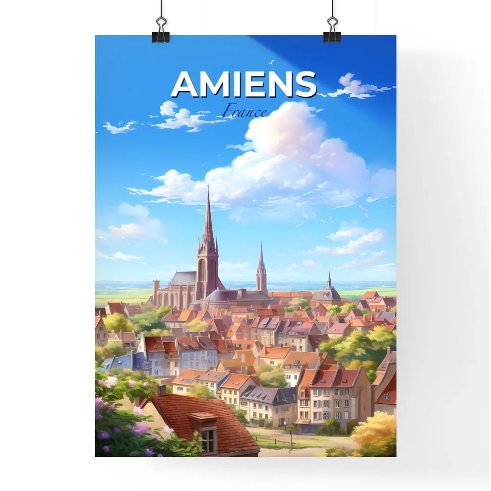 Amiens France Skyline - A City With A Church And Buildings - Customizable Travel Gift Default Title